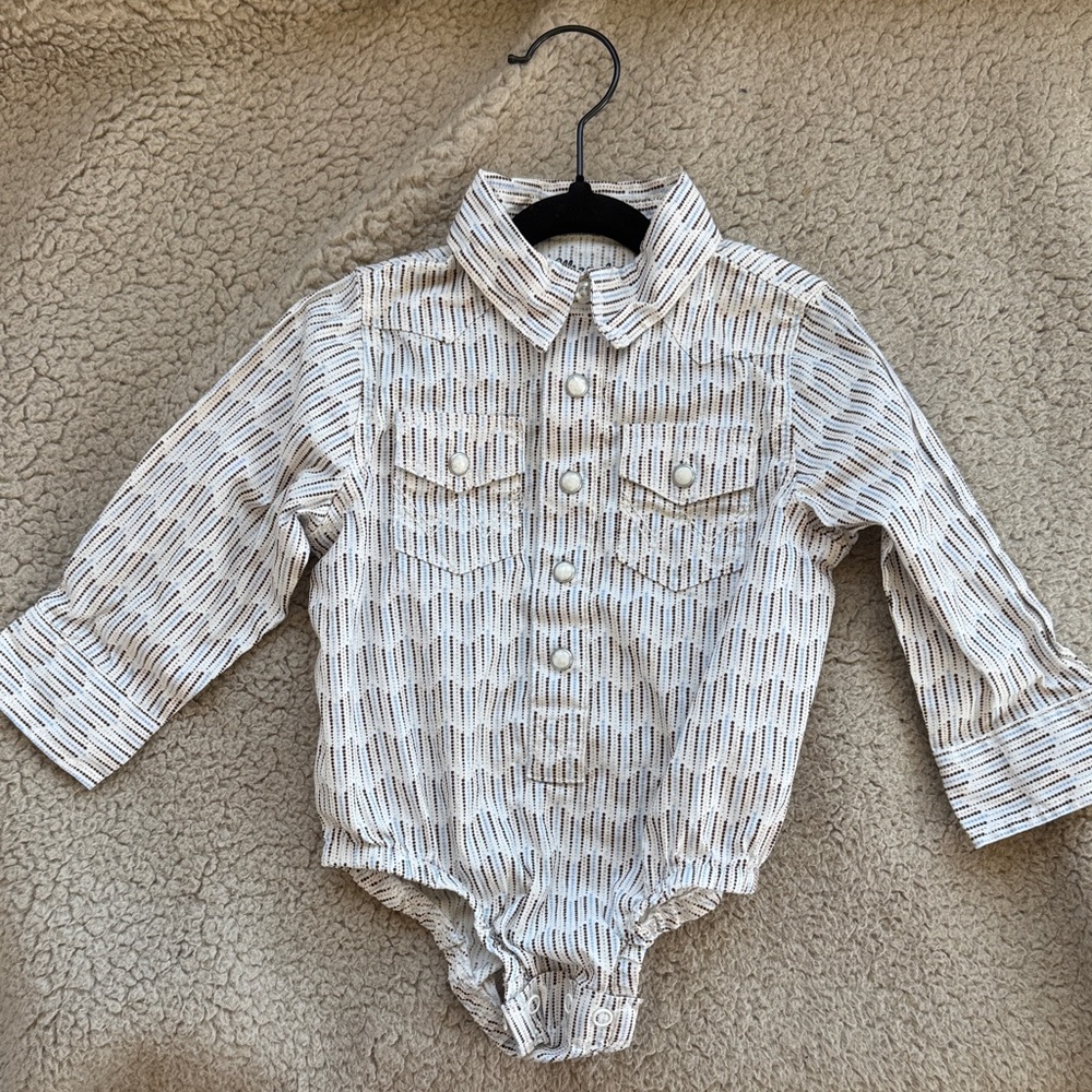 Wrangler Baby Bodysuit with Brown and Blue Stripes